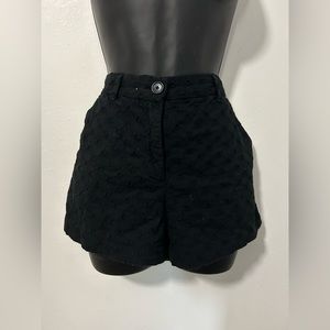 12inches (from waist to bottom), size 4 high-rise gap shorts in black